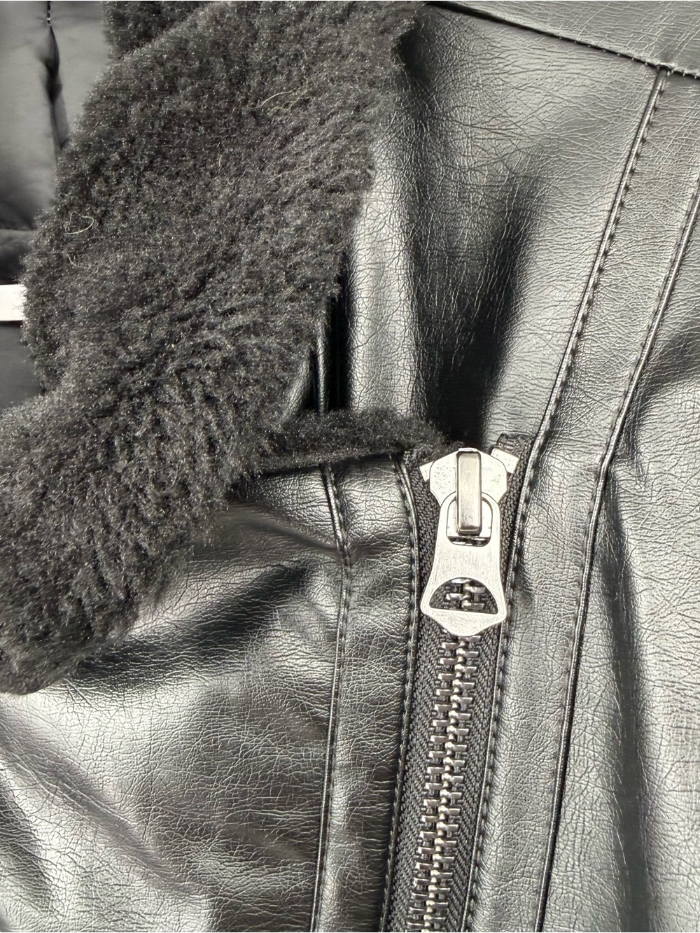 Simply Vera Vera Wang Black Faux Leather Faux Fur Moto Jacket L - Picture 8 of 14